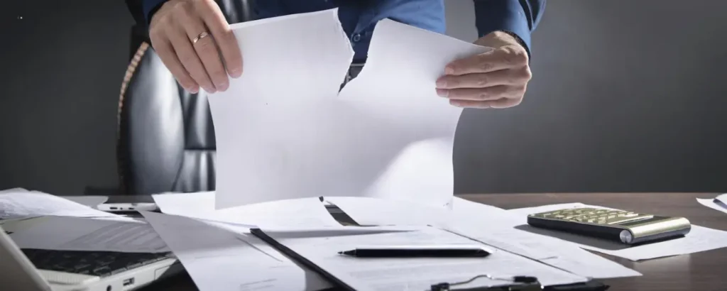 Déchirer les papiers à la main en petits morceaux