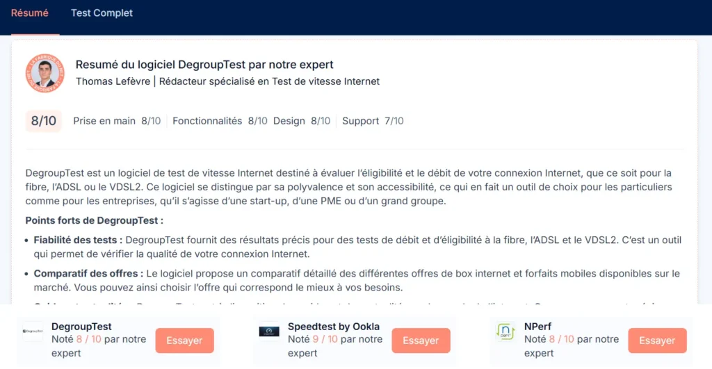 avis sur DegroupTest