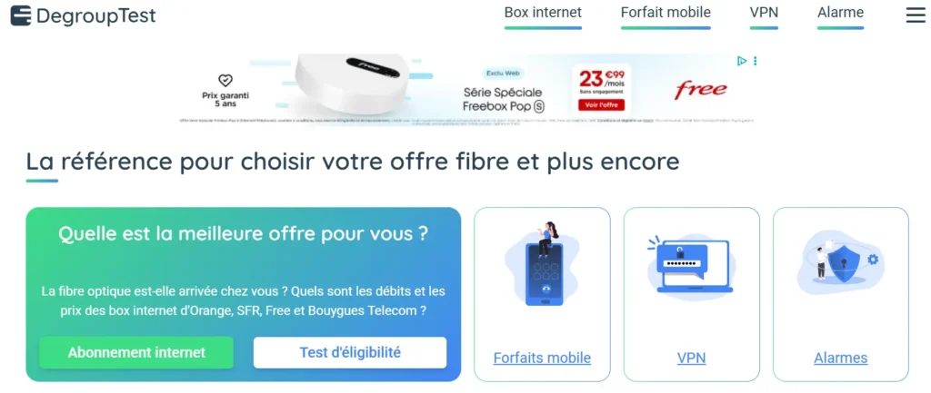 services et fonctionnalités de DegroupTest