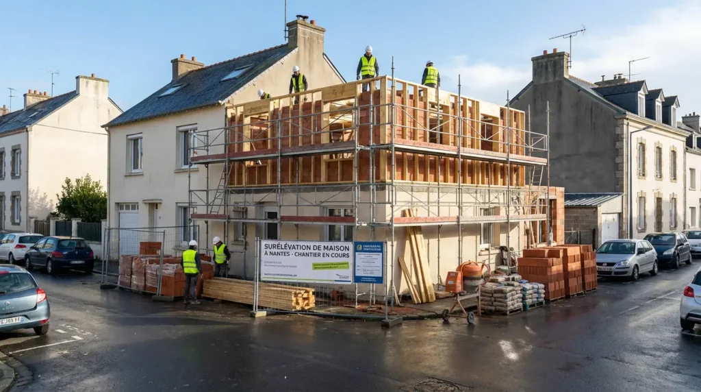 Chantier surélévation maison Nantes