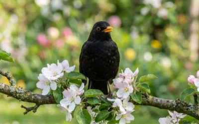 La signification d’un oiseau noir au bec orange dans le jardin