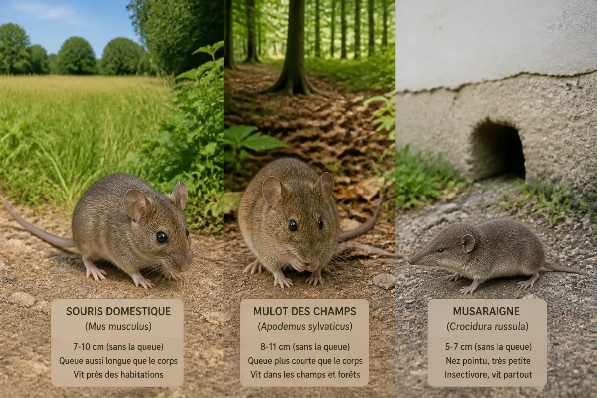difference souris mulot musaraigne b6f3 1 Différence entre souris, mulot et musaraigne présentés côte à côte dans leurs habitats naturels variés